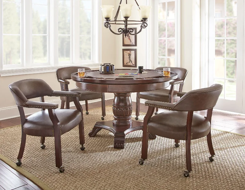 Tournament, Game Table and Chairs, 6-Piece, Brown(Table & 4 Side Chairs)