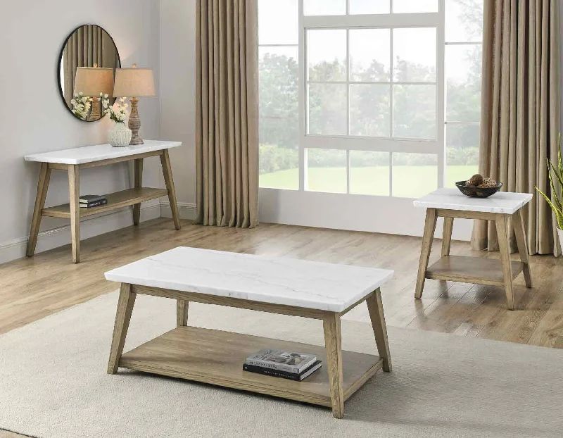 Vida White Marble Top 3-Piece Table Set