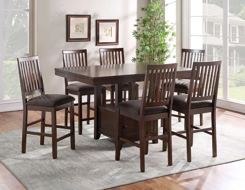 Yorktown 7-Piece Counter Storage Dining Set(Counter Table & 6 Counter Chairs)