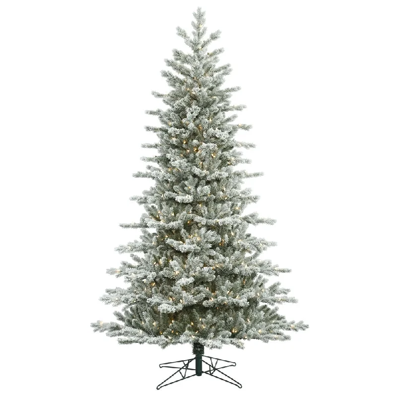 6.5' Frosted Eastern Fraser Fir Artificial Christmas Tree Clear Dura-lit Lights