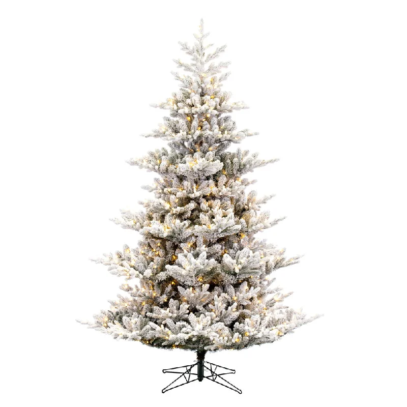 6.5' x 57" Flocked Hudson Fraser Fir Artificial Xmas Tree LED Warm White Lights