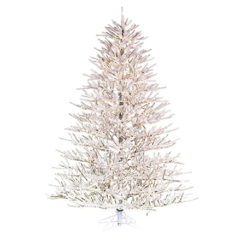 6.5' x 58" Flocked Pistol Pine Artificial Pre-lit Xmas Tree Warm White 3mm LED