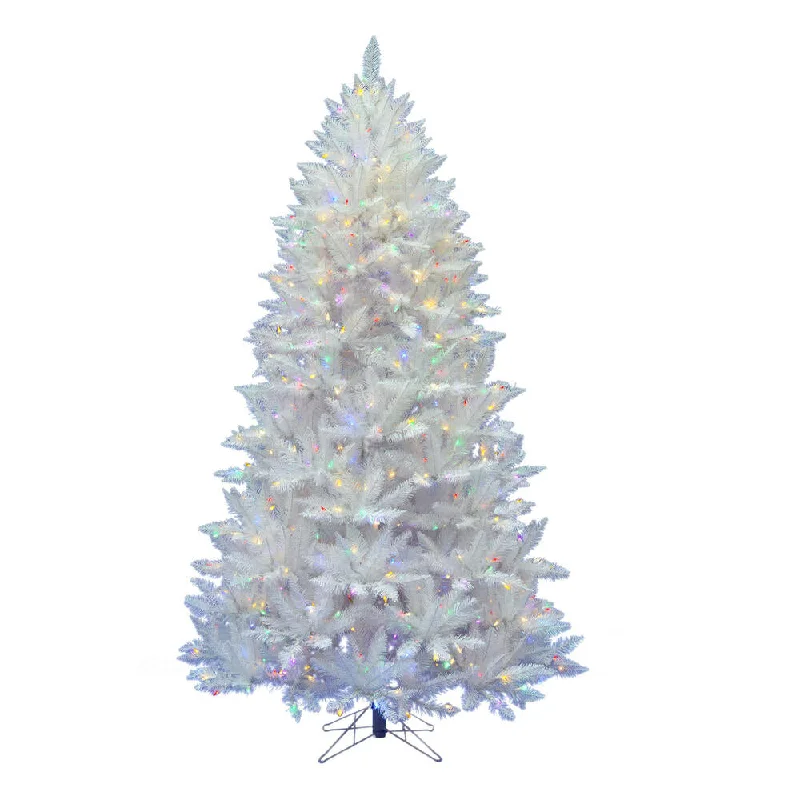 7.5' Sparkle White Spruce Artificial Christmas Tree Multi-Colored LED Lights