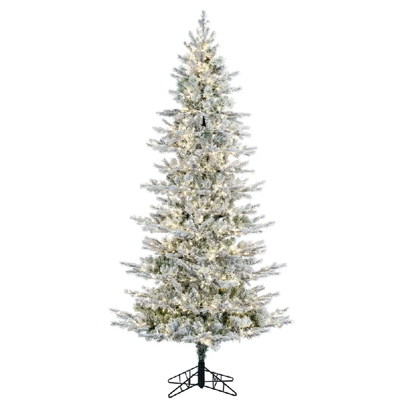 7.5' x 45" Flocked Kiana Artificial Christmas Tree with Warm White LED