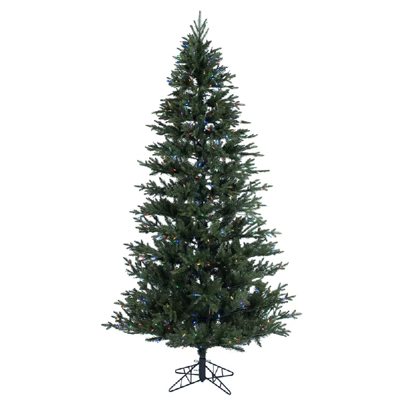 7.5' x 48" Kamas Fraser Fir Artificial Christmas Tree Multi-colored Dura-Lit LED