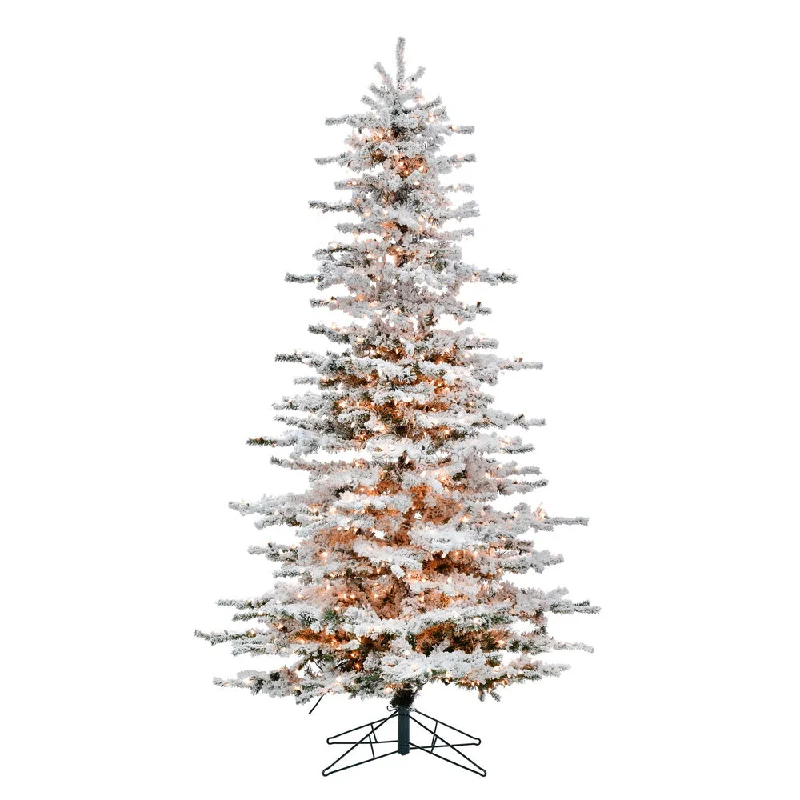 8.5' Flocked Sierra Fir Artificial Christmas Tree Clear Dura-Lit lights