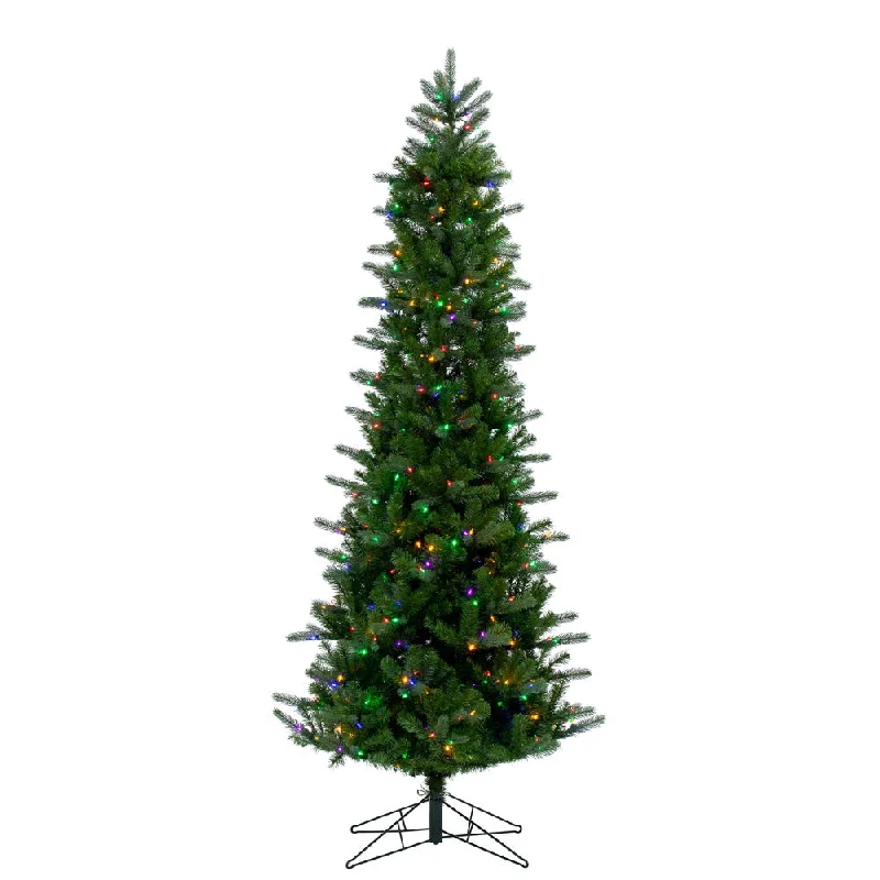 9' Carolina Pencil Spruce Artificial Christmas Tree Colored Dura-LitLED Lights