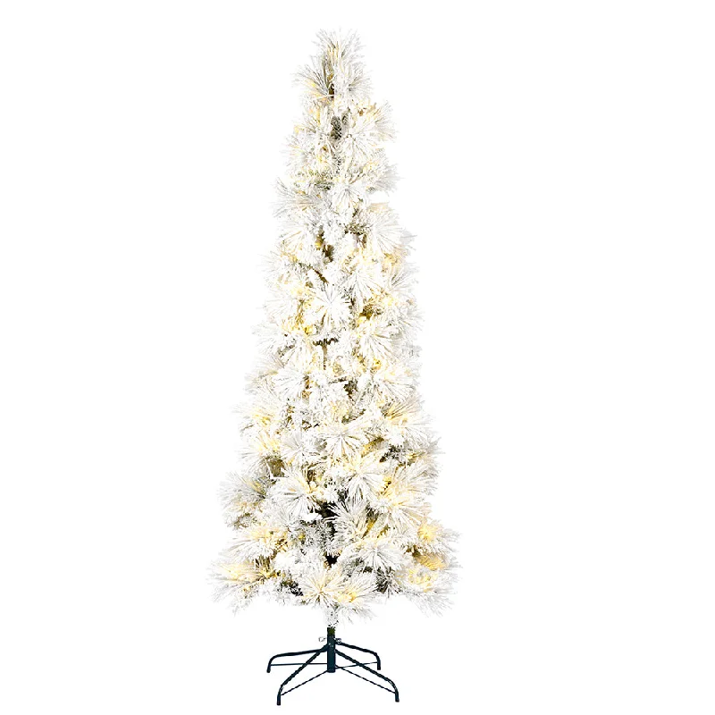 9' x 44" Flocked Atka Pencil Artificial Christmas tree Warm White Dura-Lit LED