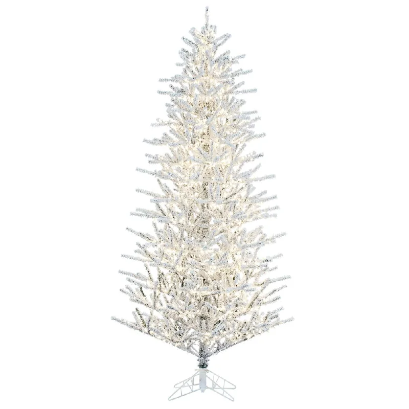 9' x 53" Flocked Pistol Pine Artificial Pre-lit Xmas Tree Warm White 3mm LED