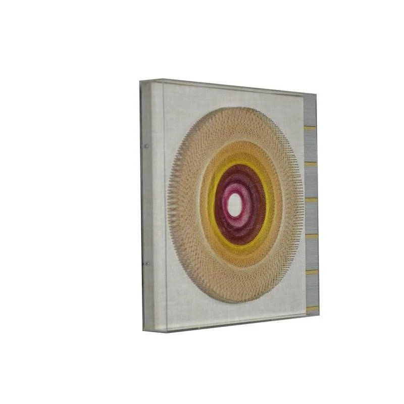 Benzara 9 x 18 Handmade Abstract Shadow Box Walldecor, Multicolor