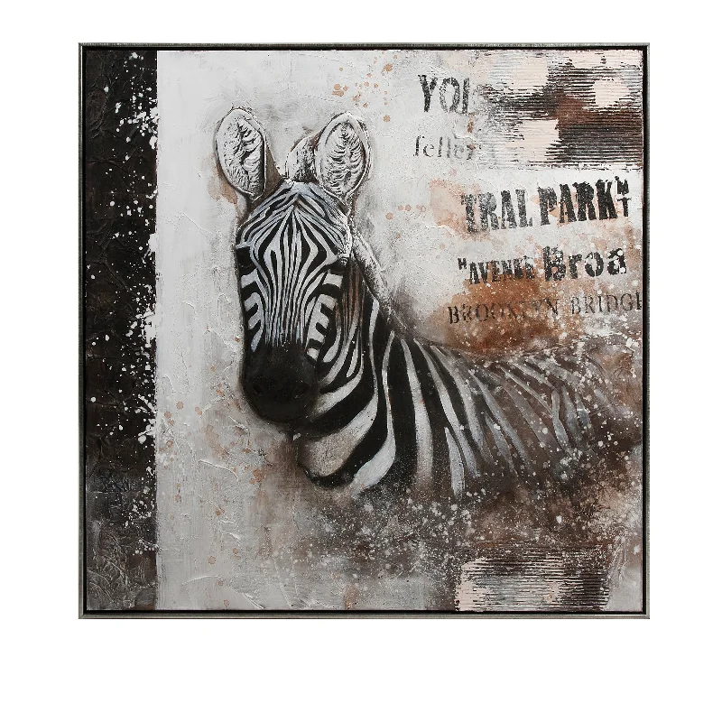 IMAX Worldwide Home Framed Safari Zebra Oil on Canvas