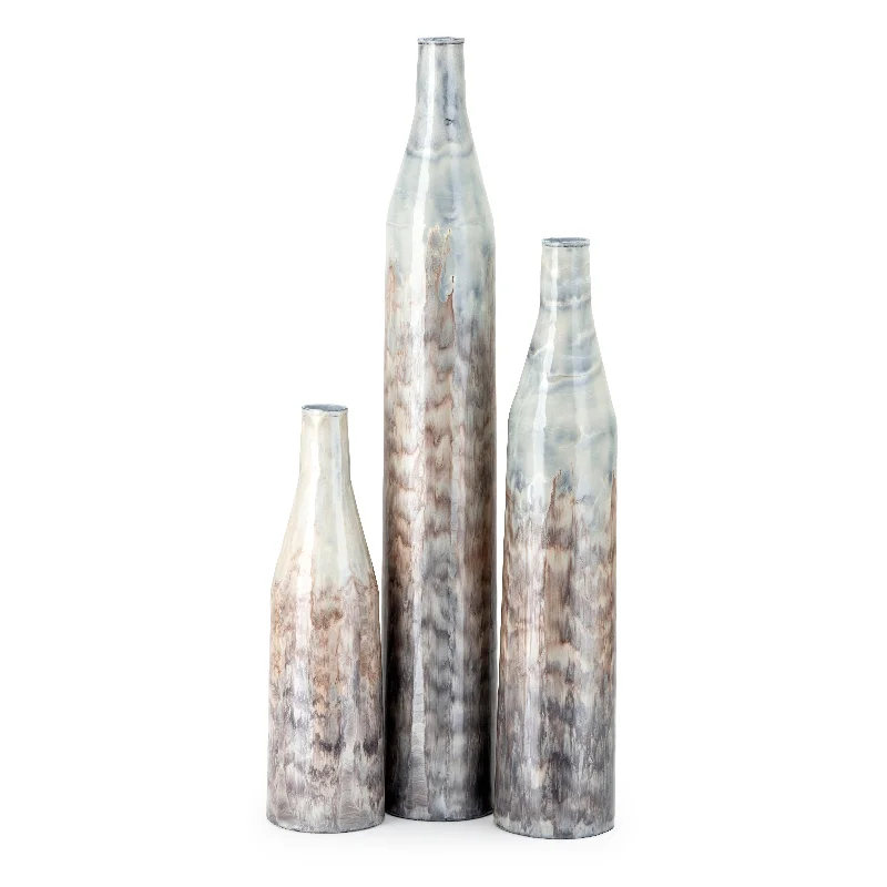 IMAX Worldwide Home Reykur Enamel Iron Vases - Set of 3