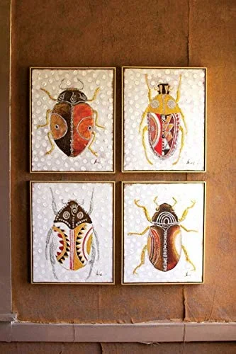 Kalalou CAR1616 Oil Painting Beetles Set of 4