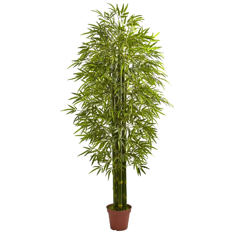 Nearly Natural 5433 7' Artificial Green Bamboo Tree, UV Resistant (Indoor/Outdoor)