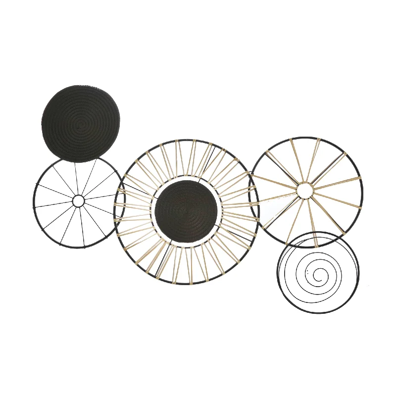 Sagebrook Home 15389 48" Metal 5-Circles Wall Decor, Black/Natural