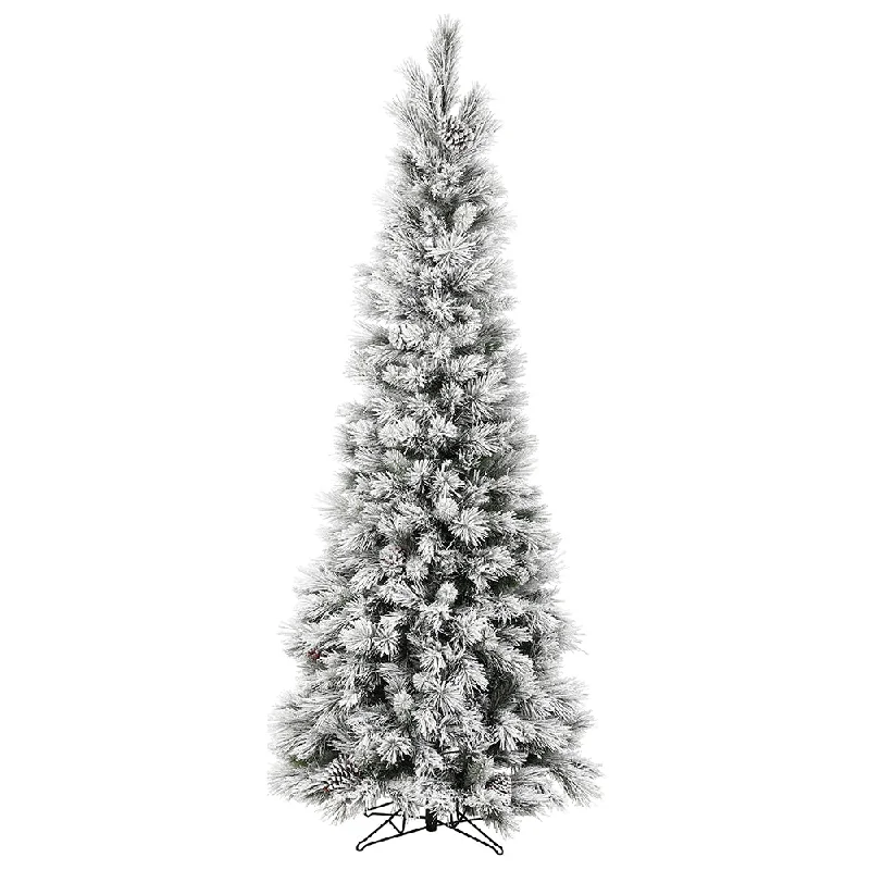 Vickerman 7' x 35" Flocked Ames Pine Pencil Artificial Christmas Tree Unlit